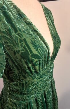 Anthropologie Katerina Velvet Burnout Button-Front Dress US 2